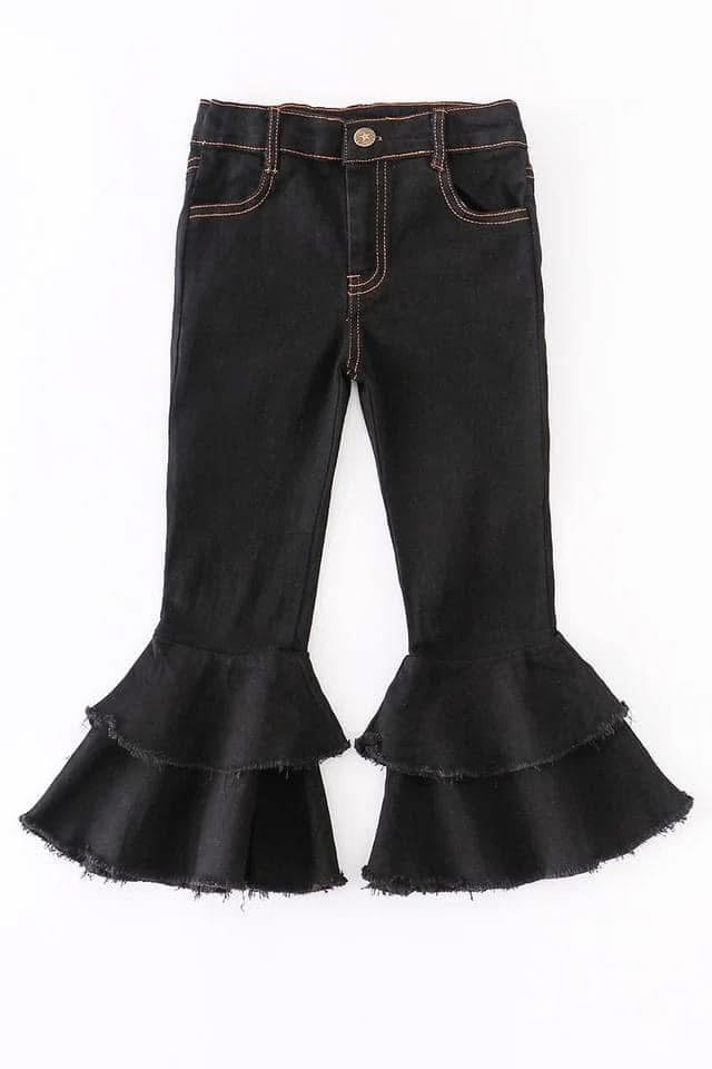 Black double bell jeans