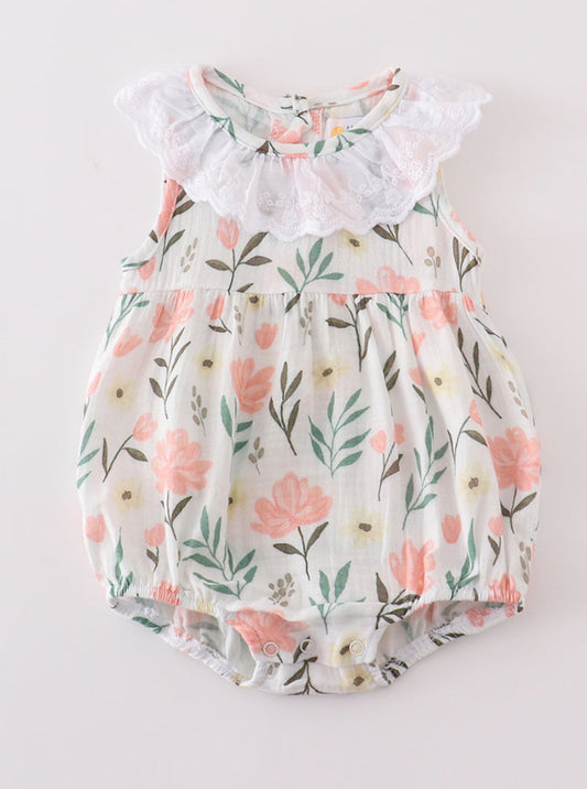 Pink floral muslin bubble