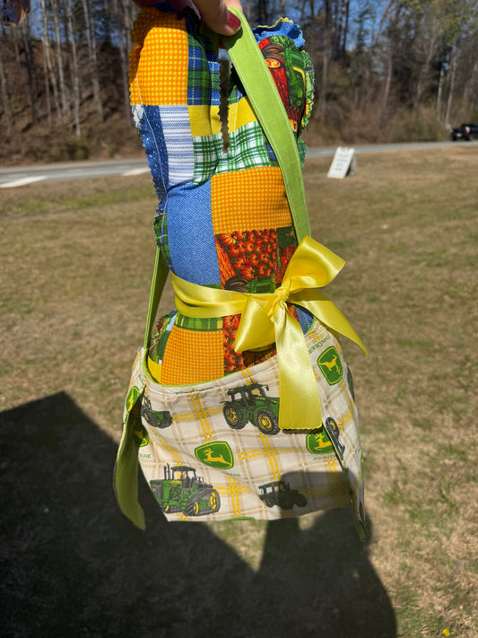 Tan Deere bunny basket set