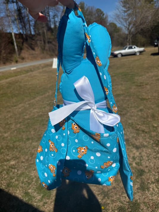 Blue fish bunny basket set