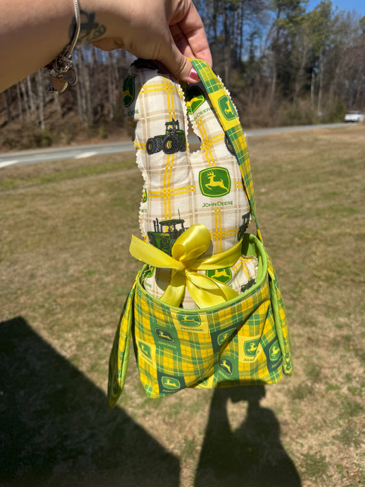 Green Deere bunny basket set
