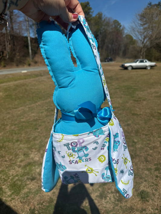 Blue monster bunny basket set