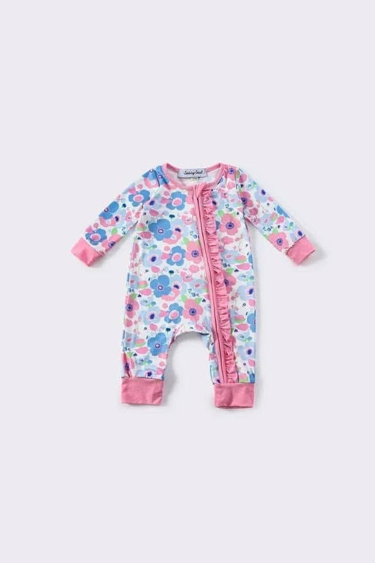 Pink flower romper