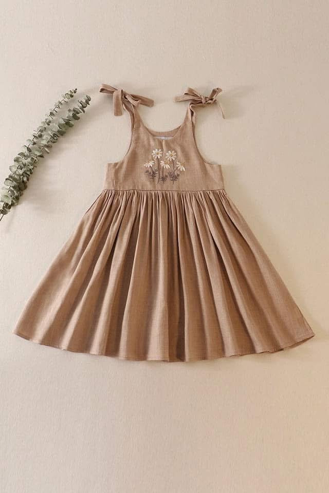 Tan linen dress