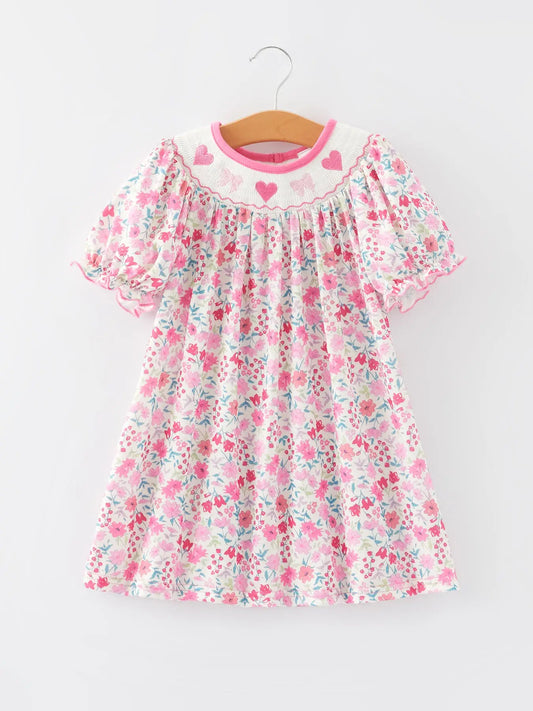 Smocked bow heart dress
